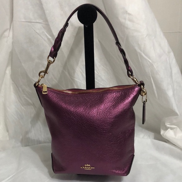 Coach Handbags - Coach Metallic Berry Pebble Leather Bag